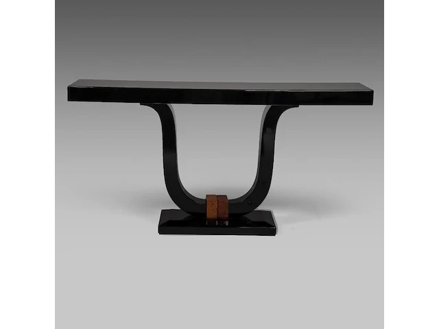 An art deco style mid-century black lacquered and burr wood console 81.5 x 160 x 40 cm. (32.09 x 62.99 x 15 3/4 in.) - afbeelding 2 van  6