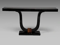 An art deco style mid-century black lacquered and burr wood console 81.5 x 160 x 40 cm. (32.09 x 62.99 x 15 3/4 in.) - afbeelding 2 van  6