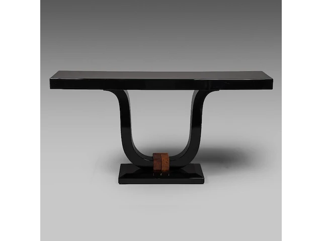An art deco style mid-century black lacquered and burr wood console 81.5 x 160 x 40 cm. (32.09 x 62.99 x 15 3/4 in.) - afbeelding 4 van  6