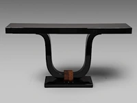 An art deco style mid-century black lacquered and burr wood console 81.5 x 160 x 40 cm. (32.09 x 62.99 x 15 3/4 in.) - afbeelding 4 van  6