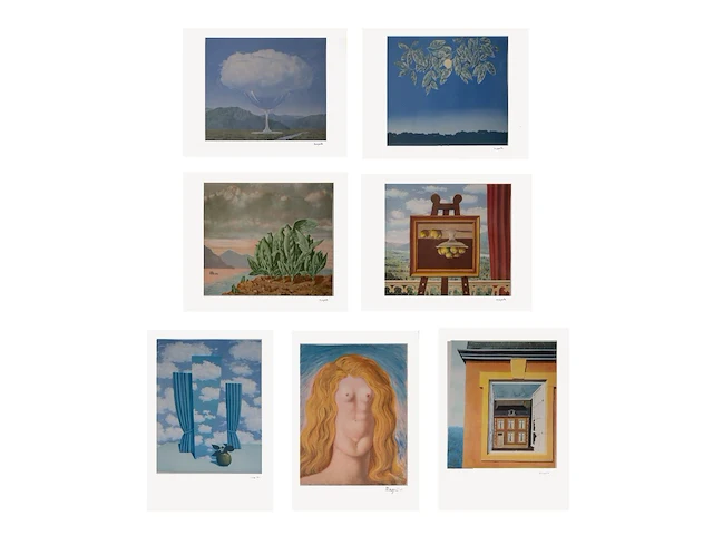 An art folder 'la philosophie et la peinture' containing 7 lithographs by rené magritte (1898-1967), edition by marcel paquet (1979-80), h.c., n° 22/40 folio size: 73.5 x 52.5 cm. (28.94 x 20.67 in.) - afbeelding 1 van  19