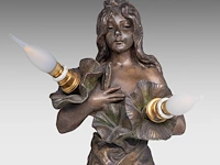An art nouveau patinated bronze table lamp, shaped as a gipsy dancer by emmanuel villanis (1858-1914) 59 cm. (23.23 in.) - afbeelding 7 van  8