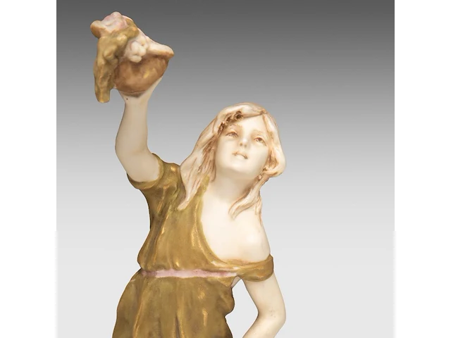 An art nouveau royal dux figural centrepiece 52 x 38 cm. (20.46 x 14.96 in.) - afbeelding 2 van  11