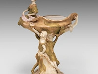 An art nouveau royal dux figural centrepiece 52 x 38 cm. (20.46 x 14.96 in.)