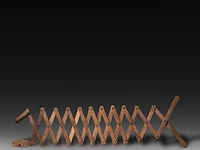 An articulated wooden erotic tool, with a lingam and yoni on the end, rajasthan, india, h 35,5 cm (when closed)