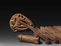 An articulated wooden erotic tool, with a lingam and yoni on the end, rajasthan, india, h 35,5 cm (when closed) - afbeelding 5 van  5