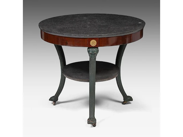 An empire gilt bronze mounted mahogany gueridon, ca. 1815 70 x 78 cm. (27.55 x 30.71 in.) - afbeelding 1 van  8