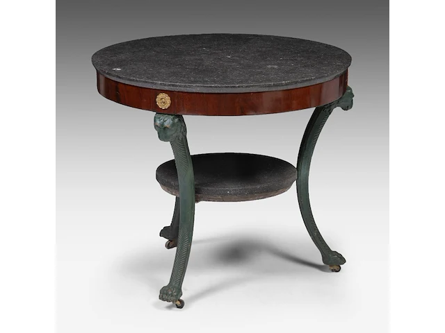 An empire gilt bronze mounted mahogany gueridon, ca. 1815 70 x 78 cm. (27.55 x 30.71 in.) - afbeelding 4 van  8