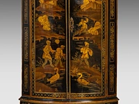 An english georgian black and gilt japanned corner cabinet, 18thc, h 190 - w 60 cm - afbeelding 10 van  10