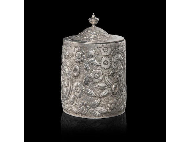 An english silver tea caddy, hallmark london, maker's mark william vincent, weight: 380 g - afbeelding 4 van  6