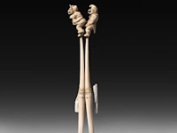 An erotic ivory glove stretcher with the figures of punch and judy having intercourse, english, 19thc, h 24 cm - w 5 cm - 79g (+) - afbeelding 4 van  4