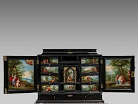 An exceptional antwerp baroque ebony and ebonised cabinet inset with painted copper panels with old testamentic scenes, ca. 1650 77 x 87 x 40 cm. (30.30 x 34 1/4 x 15 3/4 in.), with the plexi stand: 155 cm. (61.02 in.) - afbeelding 8 van  27