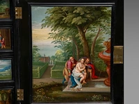An exceptional antwerp baroque ebony and ebonised cabinet inset with painted copper panels with old testamentic scenes, ca. 1650 77 x 87 x 40 cm. (30.30 x 34 1/4 x 15 3/4 in.), with the plexi stand: 155 cm. (61.02 in.) - afbeelding 9 van  27