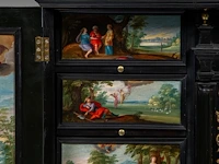 An exceptional antwerp baroque ebony and ebonised cabinet inset with painted copper panels with old testamentic scenes, ca. 1650 77 x 87 x 40 cm. (30.30 x 34 1/4 x 15 3/4 in.), with the plexi stand: 155 cm. (61.02 in.) - afbeelding 11 van  27