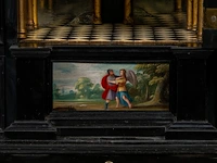 An exceptional antwerp baroque ebony and ebonised cabinet inset with painted copper panels with old testamentic scenes, ca. 1650 77 x 87 x 40 cm. (30.30 x 34 1/4 x 15 3/4 in.), with the plexi stand: 155 cm. (61.02 in.) - afbeelding 17 van  27