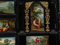 An exceptional antwerp baroque ebony and ebonised cabinet inset with painted copper panels with old testamentic scenes, ca. 1650 77 x 87 x 40 cm. (30.30 x 34 1/4 x 15 3/4 in.), with the plexi stand: 155 cm. (61.02 in.) - afbeelding 20 van  27