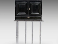 An exceptional antwerp baroque ebony and ebonised cabinet inset with painted copper panels with old testamentic scenes, ca. 1650 77 x 87 x 40 cm. (30.30 x 34 1/4 x 15 3/4 in.), with the plexi stand: 155 cm. (61.02 in.) - afbeelding 12 van  27