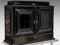 An exceptional antwerp baroque ebony and ebonised cabinet inset with painted copper panels with old testamentic scenes, ca. 1650 77 x 87 x 40 cm. (30.30 x 34 1/4 x 15 3/4 in.), with the plexi stand: 155 cm. (61.02 in.) - afbeelding 27 van  27