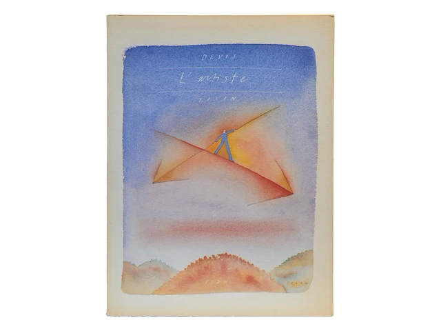 An illustrated copy of "l'artiste' by jean-michel folon (1934-2005), containing one original drawing by the artist. 32 x 24 cm. (12.59 x 9.44 in.) - afbeelding 2 van  3