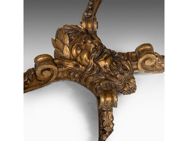 An imposing louis xiv style carved giltwood 'table de milieu' with a veined marble top, late 19thc 75 x 160 x 90 cm. (29.53 x 62.99 x 35.42 in.) - afbeelding 3 van  11