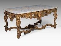 An imposing louis xiv style carved giltwood 'table de milieu' with a veined marble top, late 19thc 75 x 160 x 90 cm. (29.53 x 62.99 x 35.42 in.) - afbeelding 4 van  11