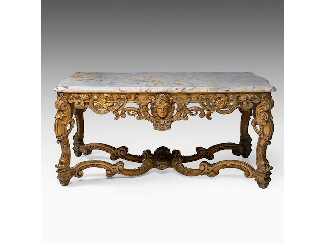 An imposing louis xiv style carved giltwood 'table de milieu' with a veined marble top, late 19thc 75 x 160 x 90 cm. (29.53 x 62.99 x 35.42 in.) - afbeelding 5 van  11