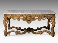 An imposing louis xiv style carved giltwood 'table de milieu' with a veined marble top, late 19thc 75 x 160 x 90 cm. (29.53 x 62.99 x 35.42 in.) - afbeelding 5 van  11