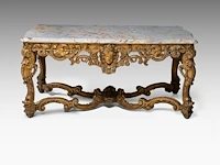 An imposing louis xiv style carved giltwood 'table de milieu' with a veined marble top, late 19thc 75 x 160 x 90 cm. (29.53 x 62.99 x 35.42 in.) - afbeelding 6 van  11