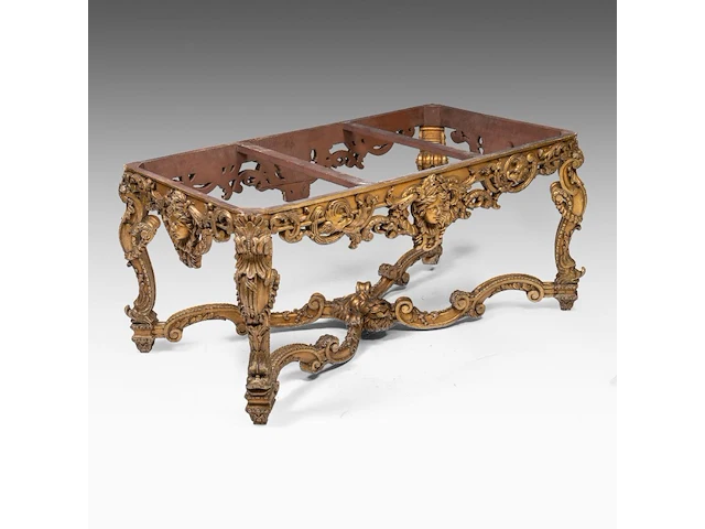 An imposing louis xiv style carved giltwood 'table de milieu' with a veined marble top, late 19thc 75 x 160 x 90 cm. (29.53 x 62.99 x 35.42 in.) - afbeelding 7 van  11