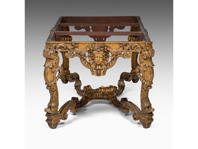 An imposing louis xiv style carved giltwood 'table de milieu' with a veined marble top, late 19thc 75 x 160 x 90 cm. (29.53 x 62.99 x 35.42 in.) - afbeelding 9 van  11