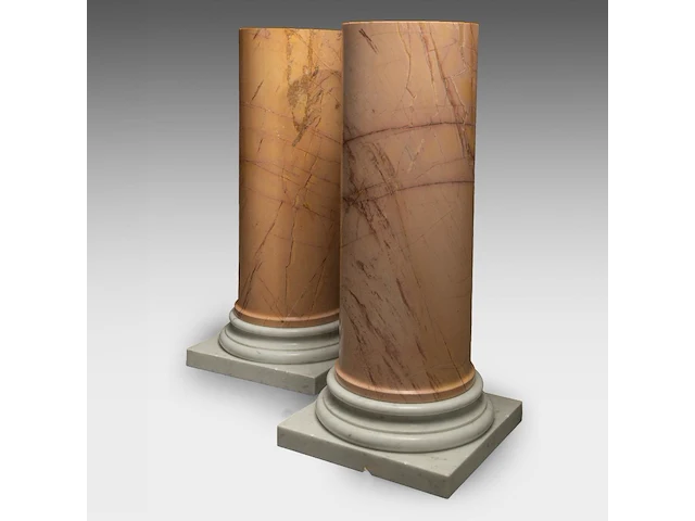 An imposing pair of yellow sienna and carrara marble columns 119 cm. (46.85 in.) - afbeelding 4 van  7