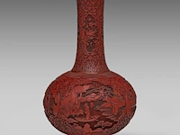 An impressive chinese carved cinnabar lacquer globular tianqiuping vase, qing dynasty (18thc/19thc), h 59,5 cm