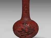 An impressive chinese carved cinnabar lacquer globular tianqiuping vase, qing dynasty (18thc/19thc), h 59,5 cm - afbeelding 2 van  6