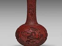 An impressive chinese carved cinnabar lacquer globular tianqiuping vase, qing dynasty (18thc/19thc), h 59,5 cm - afbeelding 3 van  6