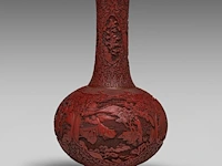 An impressive chinese carved cinnabar lacquer globular tianqiuping vase, qing dynasty (18thc/19thc), h 59,5 cm - afbeelding 4 van  6