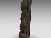 An indian grey stone stele of durga, pala period style, 14 x 9 cm - afbeelding 4 van  7