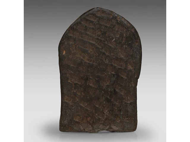 An indian grey stone stele of durga, pala period style, 14 x 9 cm - afbeelding 5 van  7
