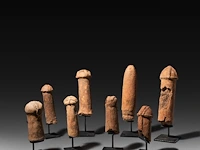 An interesting collection of 8 terracotta phallic figures, bura culture, burkina faso, h 27 cm (tallest)