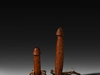 An interesting collection of semi-precious stone and bone phalluses from south east asia, l 22 cm (largest) - afbeelding 6 van  9