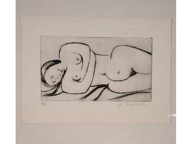 An interesting collection of sketches (6) and etchings (5) by jef innegraeve (1936) - afbeelding 3 van  14