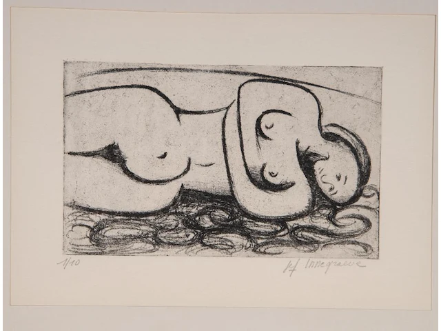 An interesting collection of sketches (6) and etchings (5) by jef innegraeve (1936) - afbeelding 5 van  14