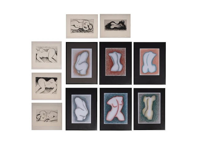 An interesting collection of sketches (6) and etchings (5) by jef innegraeve (1936) - afbeelding 1 van  14