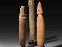 An interesting collection of three carved stone phallus fertility statues, bura culture, burkina faso, h 60 - 77 cm