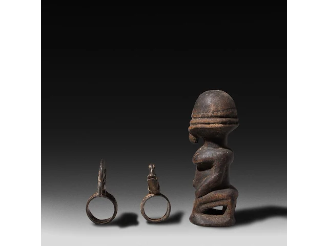 An interesting wooden hermaphrodite fertility doll, dogon, mali, h 11 cm - afbeelding 3 van  5