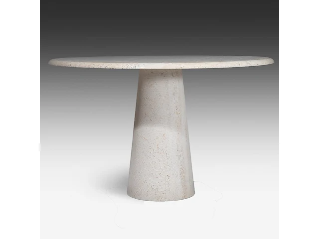 An italian design circular travertine model m1 dining table by angelo mangiarotti, ca. 1970 72 x 116 cm. (28.35 x 45.67 in.) - afbeelding 3 van  8