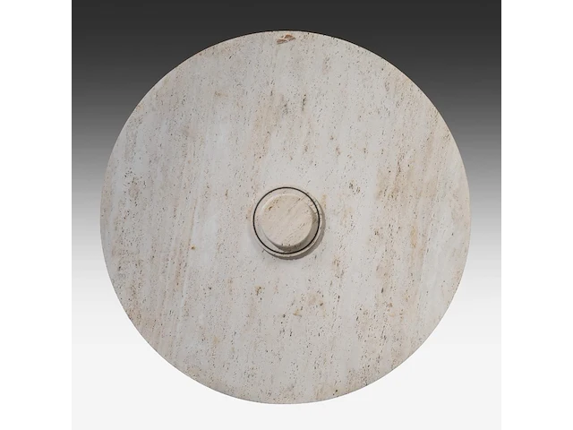 An italian design circular travertine model m1 dining table by angelo mangiarotti, ca. 1970 72 x 116 cm. (28.35 x 45.67 in.) - afbeelding 5 van  8
