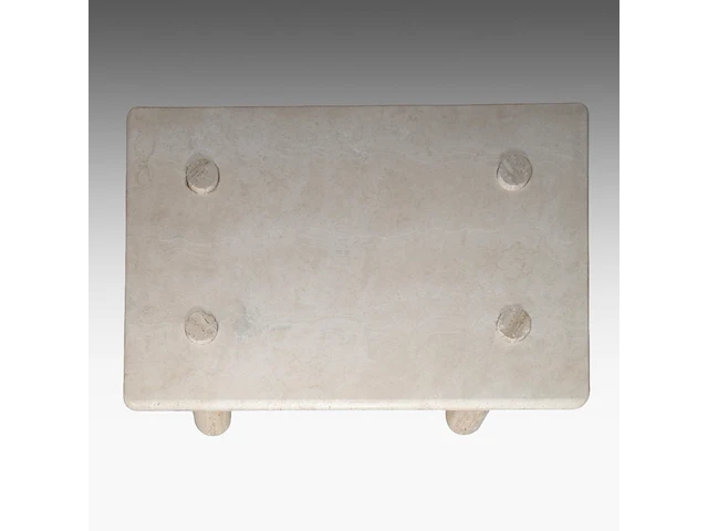An italian design travertine model m1 coffee table by angelo mangiarotti, ca. 1970 30 x 120 x 80 cm. (11.81 x 47.24 x 31 1/2 in.) - afbeelding 2 van  5