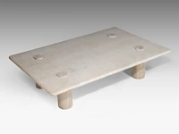 An italian design travertine model m1 coffee table by angelo mangiarotti, ca. 1970 30 x 120 x 80 cm. (11.81 x 47.24 x 31 1/2 in.) - afbeelding 3 van  5