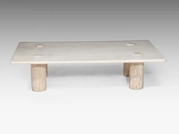 An italian design travertine model m1 coffee table by angelo mangiarotti, ca. 1970 30 x 120 x 80 cm. (11.81 x 47.24 x 31 1/2 in.) - afbeelding 4 van  5