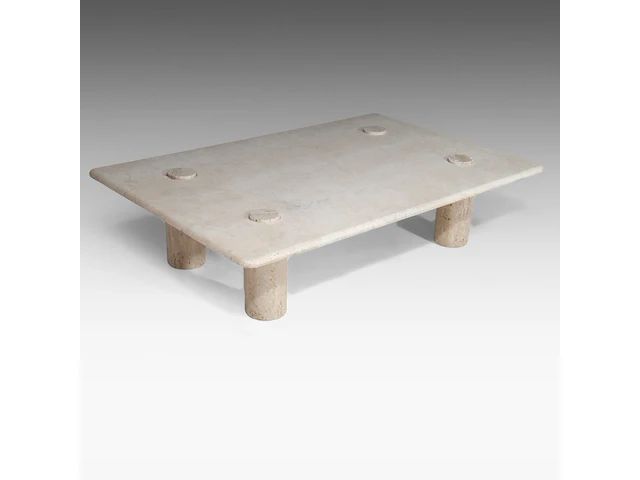 An italian design travertine model m1 coffee table by angelo mangiarotti, ca. 1970 30 x 120 x 80 cm. (11.81 x 47.24 x 31 1/2 in.) - afbeelding 5 van  5